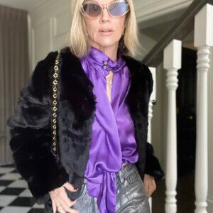 Benaar Mila Plush Jacket Womens S/M Black Soft Coat Casual Formal Comfort NWT